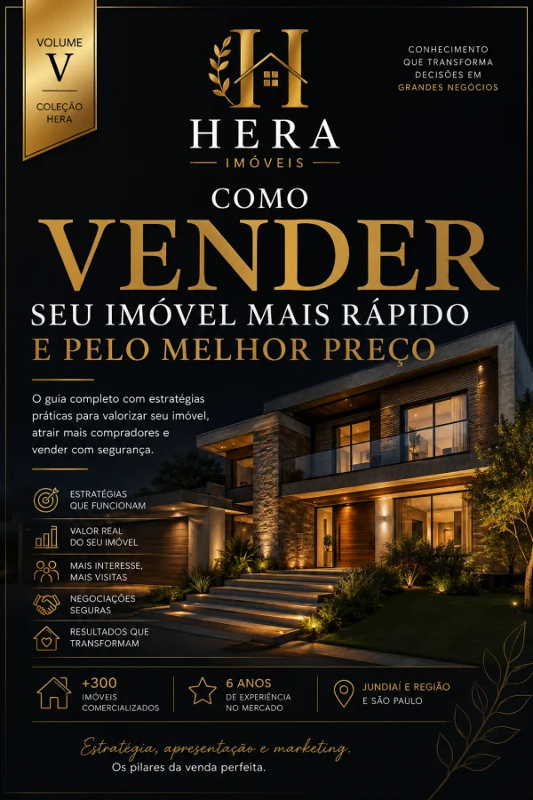 Capa do e-book &ldquo;Como Vender seu Imóvel Mais Rápido e pelo Melhor Preço&rdquo;, volume 05 da Biblioteca Hera